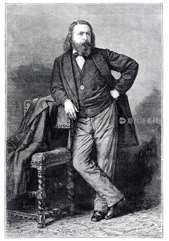 Théophile Gautier french  poet portrait 1866